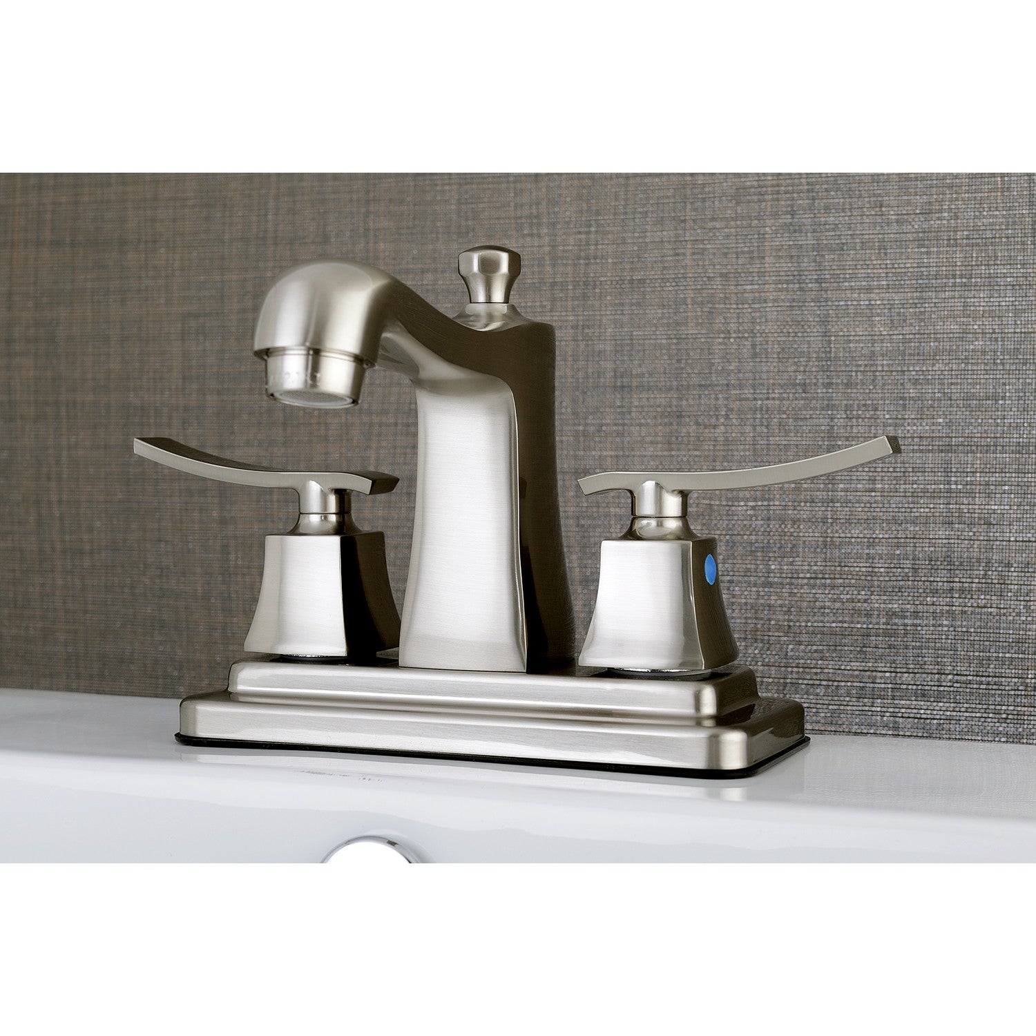 Kingston Tulare FB4648JQL - Queensbury Double-Handle 3-Hole Deck Mount 4-Inch Centerset Bathroom Faucet with Pop-Up Drain, Brushed Nickel — thumbnail 2